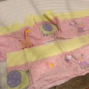 2-   63 1/2 Wide x 13 1/2 ht nursery valance, pink/yellow